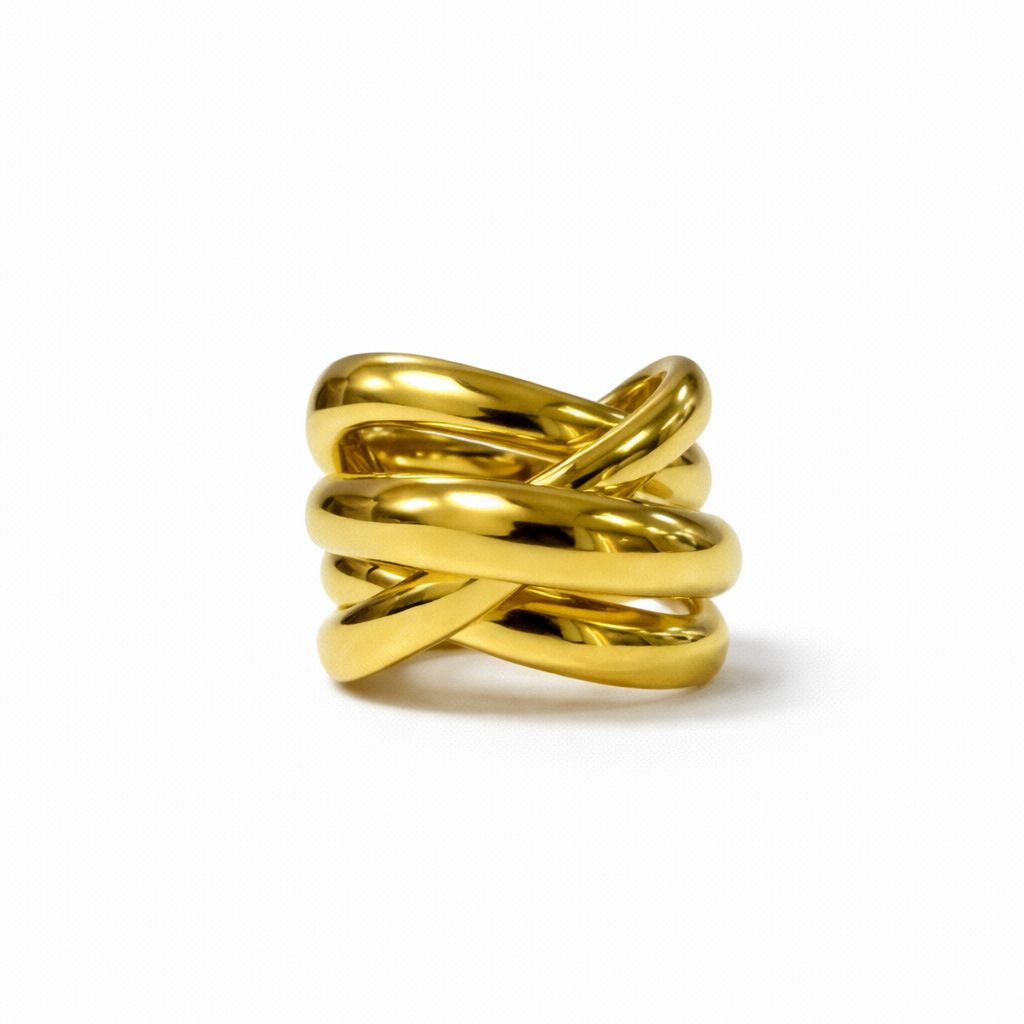 ANILLO DORADO CRUZADO